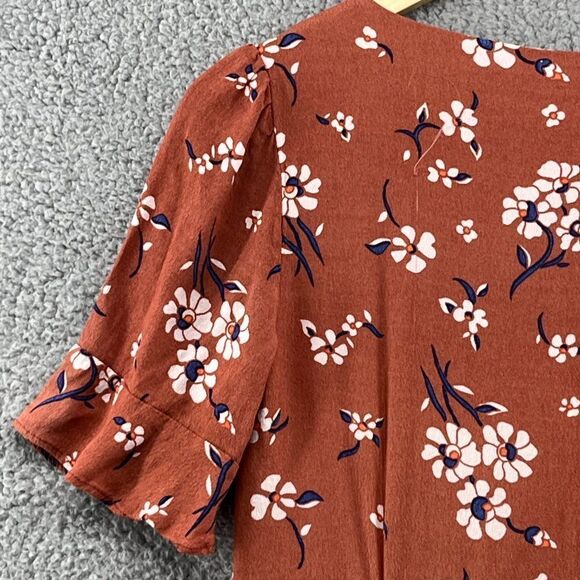 Black Swan Floral Dress Mini V-Neck Ruffle Short Sleeve Size Small womens - Picture 12 of 12